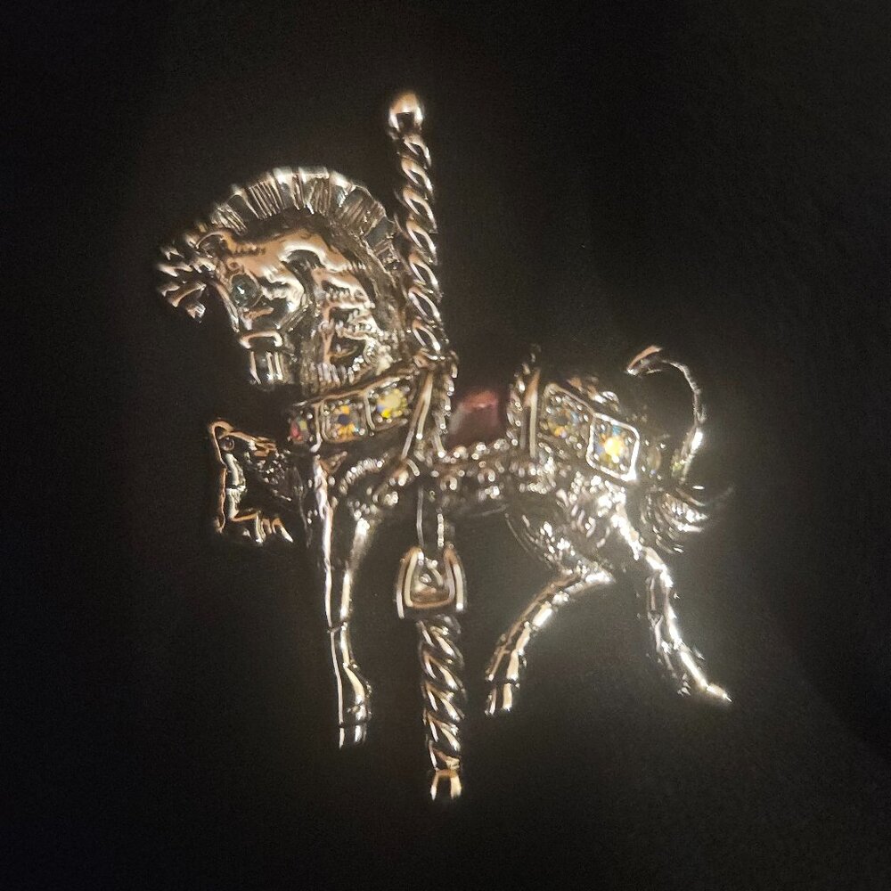DANECRAFT SIGNED CAROUSEL HORSE BROOCH, VINTAGE
